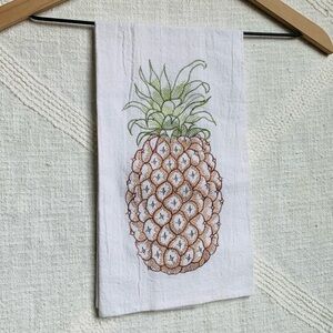 Decorative Embroidered Cotton Pineapple Flour Sack Dish Hand Tea Towel Home Art